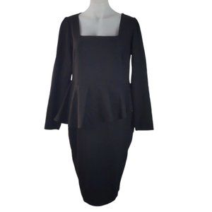 Long Sleeve Peplum Sheath Square Neck 